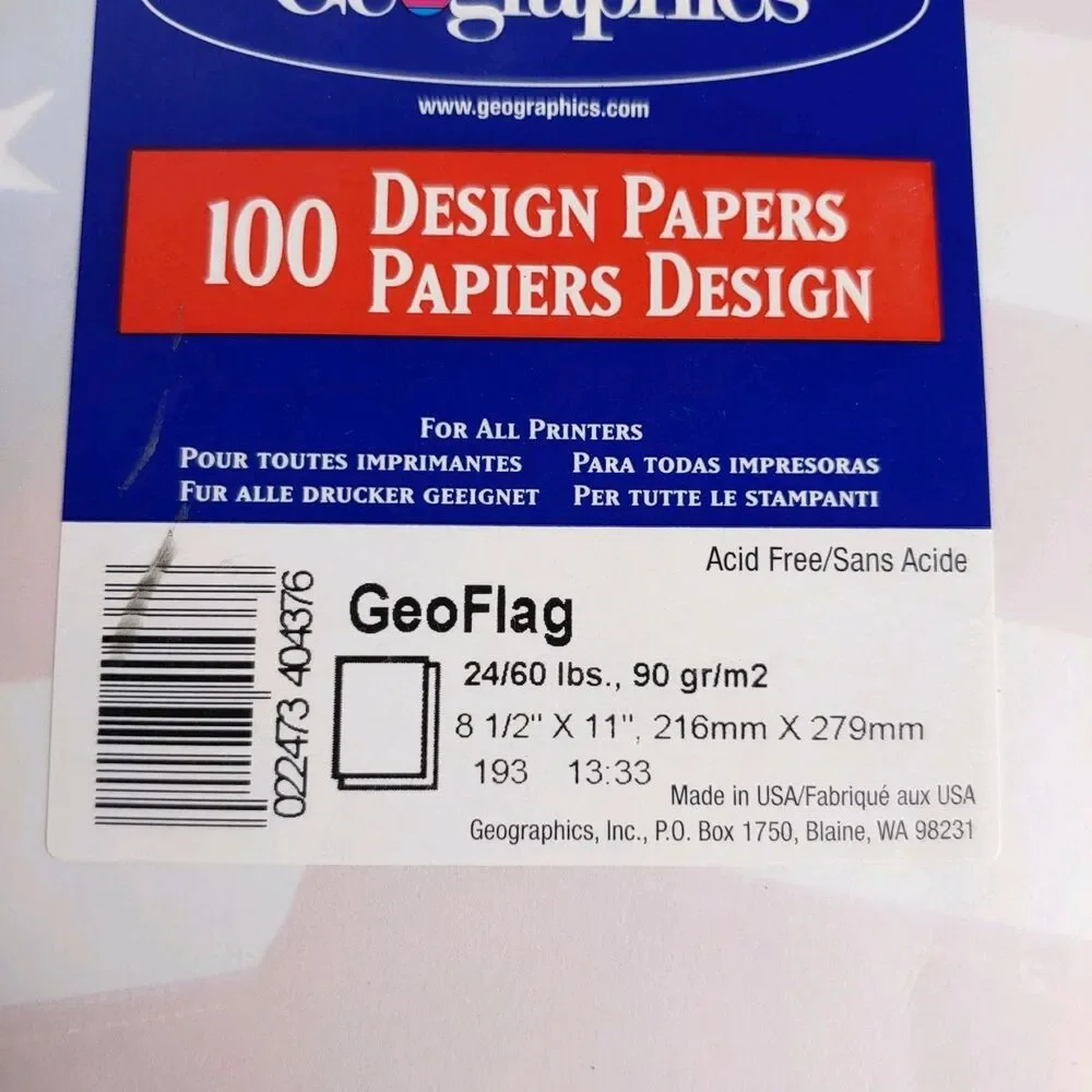BRAND NEW - Geographics US AMERICAN FLAG Design 100 Sheet RARE Letterhead, Paper